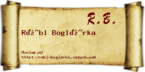 Rábl Boglárka névjegykártya